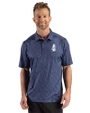 Chicago Cubs Cooperstown Cutter & Buck Pike Recycled Fern Print Mens Polo Navy Blue Front