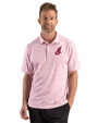 Cleveland Indians Cooperstown Cutter & Buck Pike Recycled Fern Print Mens Polo Red Front