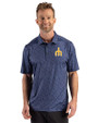 Seattle Mariners Cooperstown Cutter & Buck Pike Recycled Fern Print Mens Polo Navy Blue Front