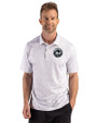 New York Mets Mono Cutter & Buck Pike Recycled Fern Print Mens Polo Polished Medium Gray Front
