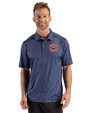 HoustonAstrosCooperstown- Cutter & Buck Pike Recycled Fern Print Mens Polo Navy Blue Front
