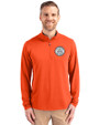 Ellsworth Cutter & Buck Virtue Recycled Featherlight Pique Mens Quarter Zip Pullover College Orange Front