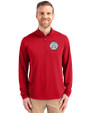 Ellsworth Cutter & Buck Virtue Recycled Featherlight Pique Mens Quarter Zip Pullover Red Front