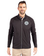 Ellsworth Cutter & Buck Adapt Recycled Soft Knit Stretch Mens Hybrid Full Zip Jacket Black Front