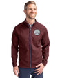 Ellsworth Cutter & Buck Adapt Recycled Soft Knit Stretch Mens Hybrid Full Zip Jacket Bordeaux Front