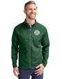 Ellsworth Cutter & Buck Adapt Recycled Soft Knit Stretch Mens Hybrid Full Zip Jacket Hunter Green Front