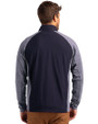 Ellsworth Cutter & Buck Adapt Recycled Soft Knit Stretch Mens Hybrid Full Zip Jacket Navy Blue Heather/Navy Blue Back