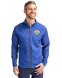 Ellsworth Cutter & Buck Adapt Recycled Soft Knit Stretch Mens Hybrid Full Zip Jacket Tour Blue Front
