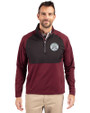 Ellsworth Cutter & Buck Adapt Recycled Soft Knit Stretch Mens Hybrid Quarter Zip Pullover  Bordeaux/Black Front