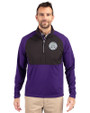 Ellsworth Cutter & Buck Adapt Recycled Soft Knit Stretch Mens Hybrid Quarter Zip Pullover  College Purple/Black Front