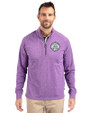 Ellsworth Cutter & Buck Adapt Recycled Soft Knit Stretch Mens Heathered Quarter Zip Pullover  College Purple Heather Front