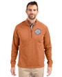Ellsworth Cutter & Buck Adapt Recycled Soft Knit Stretch Mens Heathered Quarter Zip Pullover  Texas Orange Heather Front