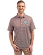 Ellsworth Cutter & Buck Forge Recycled Double Stripe Four-Way Stretch Mens Polo Bordeaux/White Front