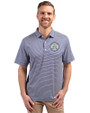Ellsworth Cutter & Buck Forge Recycled Double Stripe Four-Way Stretch Mens Polo Tour Blue/White Front