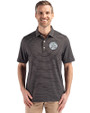 Ellsworth Cutter & Buck Forge Recycled Fine Line Stripe Four-Way Stretch Mens Polo Black/White Front