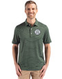Ellsworth Cutter & Buck Forge Recycled Fine Line Stripe Four-Way Stretch Mens Polo Hunter/White Front