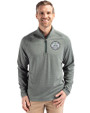 Ellsworth Cutter & Buck Peshastin Recycled Grid Fleece Mens Half Zip Pullover Hunter Heather Front