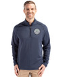 Ellsworth Cutter & Buck Peshastin Recycled GridFleece Mens Half Zip Pullover Navy Blue Heather Front