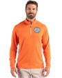 Ellsworth Cutter & Buck Coastline Recycled Double Peached Mens Quarter Zip Pullover College Orange Front