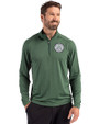 Ellsworth Cutter & Buck Coastline Recycled Double Peached Mens Quarter Zip Pullover Hunter Green Front