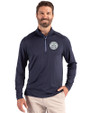 Ellsworth Cutter & Buck Coastline Recycled Double Peached Mens Quarter Zip Pullover Navy Blue Front