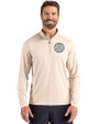 Ellsworth Cutter & Buck Coastline Recycled Double Peached Mens Quarter Zip Pullover Wheat Front