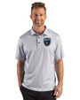 San Jose Earthquakes Cutter & Buck Pike Recycled Lattice Print Mens Polo Elemental Grey Front