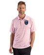 San Jose Earthquakes Cutter & Buck Pike Recycled Fern Print Mens Polo Red Front
