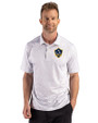 LA Galaxy Cutter & Buck Pike Recycled Fern Print Mens Polo Polished Medium Gray Front