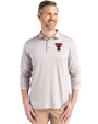 Texas Tech Red Raiders Cutter & Buck Coastline Recycled Double Peached Mens Long Sleeve Polo CONCRETE Front