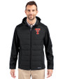 Texas Tech Red Raiders College Vault Cutter & Buck Evoke Recycled HoneycombFleece Mens Big & Tall Hybrid Full Zip Jacket Black Front