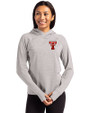 Texas Tech Red Raiders College Vault Cutter & Buck Adapt Recycled Soft Knit Stretch Womens Hooded Pullover Polished Heather Front