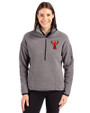 Texas Tech Red Raiders College Vault Cutter & Buck Cascade Epic Comfort Recycled Sherpa Fleece Womens Pullover Jacket Elemental Grey/Black Front