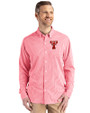 Texas Tech Red Raiders College Vault Cutter & Buck Skyline Recycled Gingham Mens Big & Tall Long Sleeve Button Down  Dress Shirt Red/White Front
