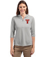 Texas Tech Red Raiders College Vault Cutter & Buck Virtue Recycled Featherlight Pique Womens Half Zip Hooded Pullover Polished Medium Gray Front