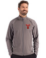 Texas Tech Red Raiders College Vault Cutter & Buck Adapt Recycled Soft Knit Stretch Mens Big & Tall Hybrid Full Zip Jacket Elemental Grey Front