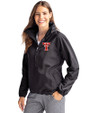 Texas Tech Red Raiders College Vault Cutter & Buck Charter Recycled Packable Womens Half Zip Anorak Jacket Black Front