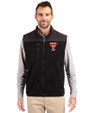 Texas Tech Red Raiders College Vault Cutter & Buck Cascade Epic Comfort Recycled Sherpa Fleece Mens Big & Tall Full Zip Vest Black Front