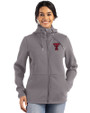 Texas Tech Red Raiders Cutter & Buck Roam Recycled Buttery-Soft Knit Womens Full Zip Hooded Jacket Elemental Grey Front