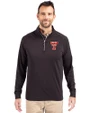 Texas Tech Red Raiders College Vault Cutter & Buck Adapt Recycled Soft Knit Stretch  Mens Quarter Zip Pullover Black Front