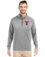 Texas Tech Red Raiders College Vault Cutter & Buck Adapt Recycled Soft Knit Stretch  Mens Quarter Zip Pullover Polished Medium Gray Front