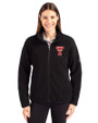 Texas Tech Red Raiders College Vault Cutter & Buck Cascade Epic Comfort Recycled Sherpa Fleece Womens Full Zip Jacket Black Front