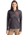 Texas Tech Red Raiders College Vault Cutter & Buck Traverse Recycled Smooth Stretch Womens Camo Quarter Zip Pullover Black Front