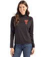 Texas Tech Red Raiders College Vault Cutter & Buck Coastline Recycled Double Peached Womens Funnel Neck Pullover Black Front