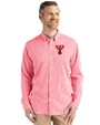 Texas Tech Red Raiders College Vault Cutter & Buck Skyline Recycled Gingham Mens Long Sleeve Button Down  Dress Shirt Red/White Front