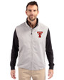 Texas Tech Red Raiders College Vault Cutter & Buck Charter Recycled Packable Mens Full Zip Vest Polished Medium Gray Front