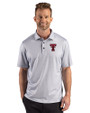 Texas Tech Red Raiders Cutter & Buck Pike Recycled Lattice Print Mens Polo Elemental Grey Front