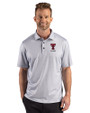 Texas Tech Red Raiders Alumni Cutter & Buck Pike Recycled Lattice Print Mens Polo Elemental Grey Front