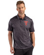 Texas Tech Red Raiders College Vault Cutter & Buck Pike Recycled Fern Print Mens Polo Black Front