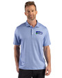 Seattle Seahawks Historic Cutter & Buck Pike Recycled Lattice Print Mens Polo Tour Blue Front